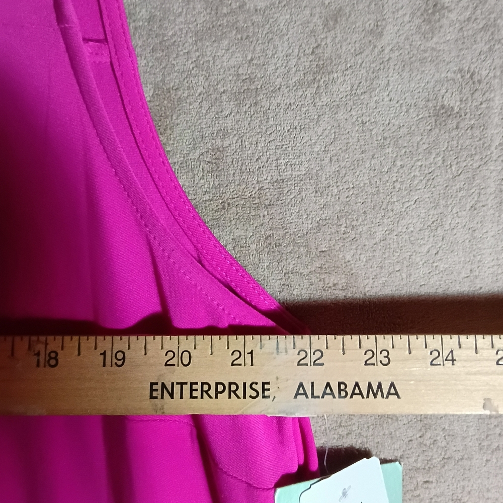 Vibrant Pink Magenta Dress Sleeveless Polo Midi By MSK New - Picture 5 of 8